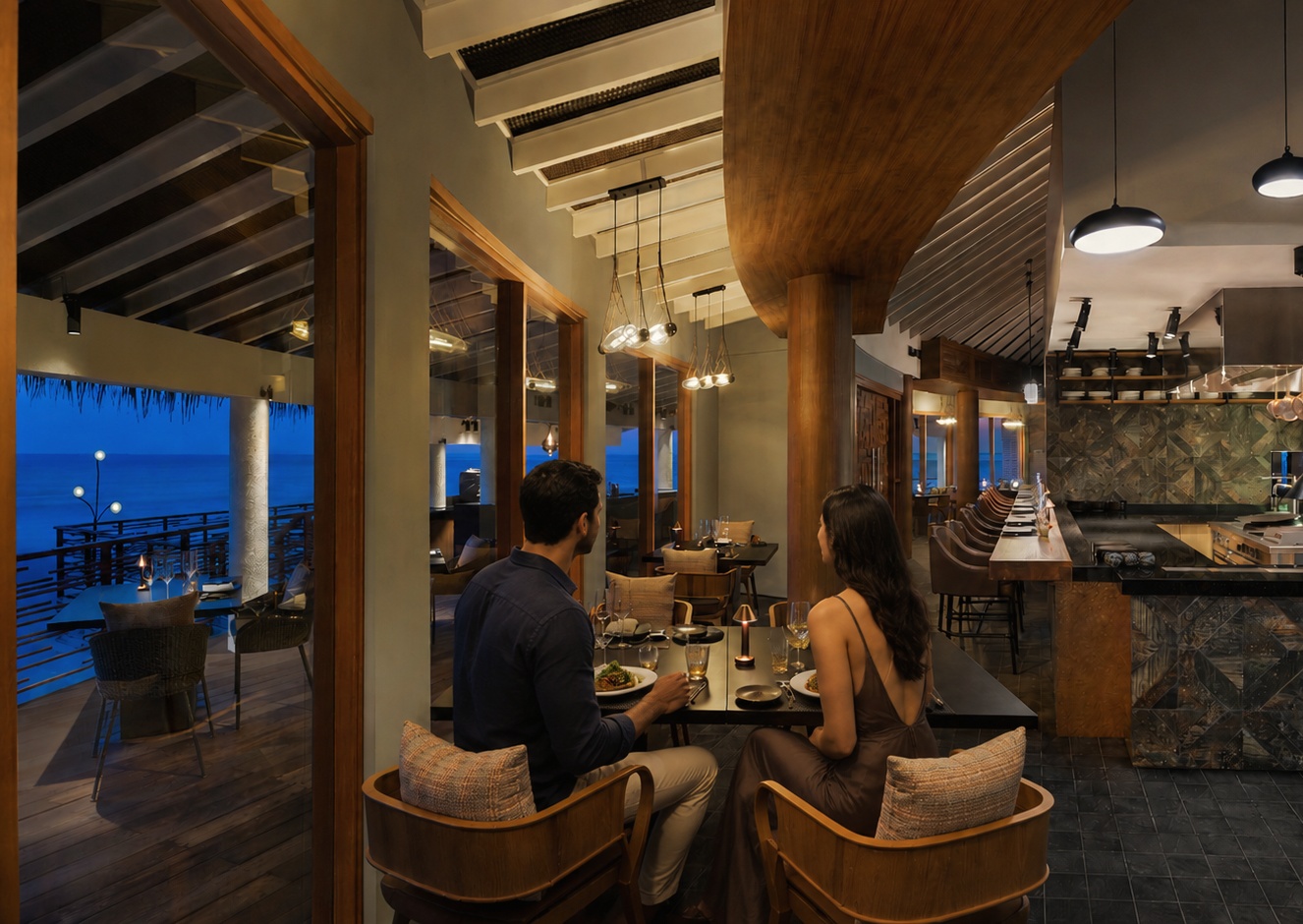 The main dining venue at service. Multiple restaurants cover casual and formal occasions, with the option to eat across different venues throughout the stay.