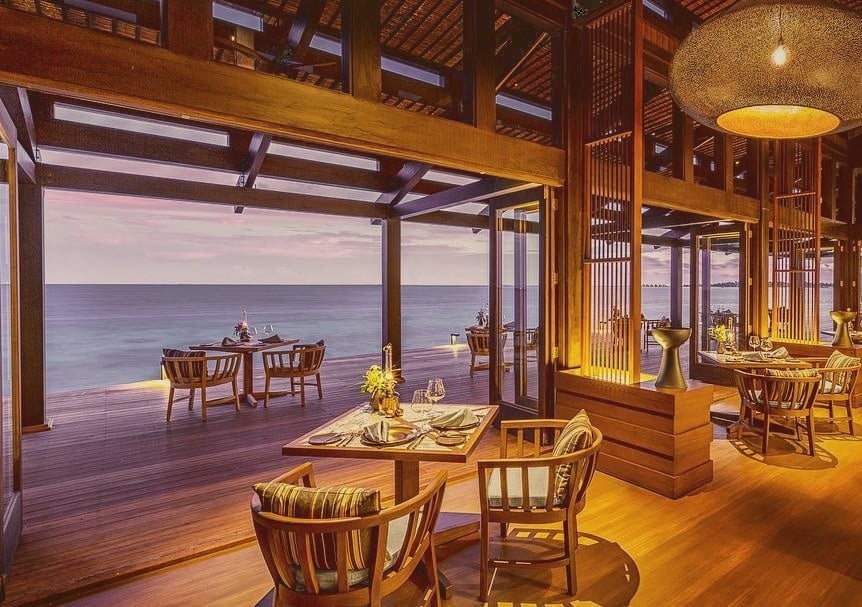 The rooftop dining venue. Kudadoo's main restaurant operates rooftop-style on the central residence building.