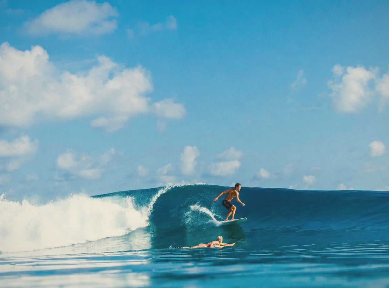 Vodi surf break access. Direct boat shuttle from Niyama to one of the better southern Maldives breaks.