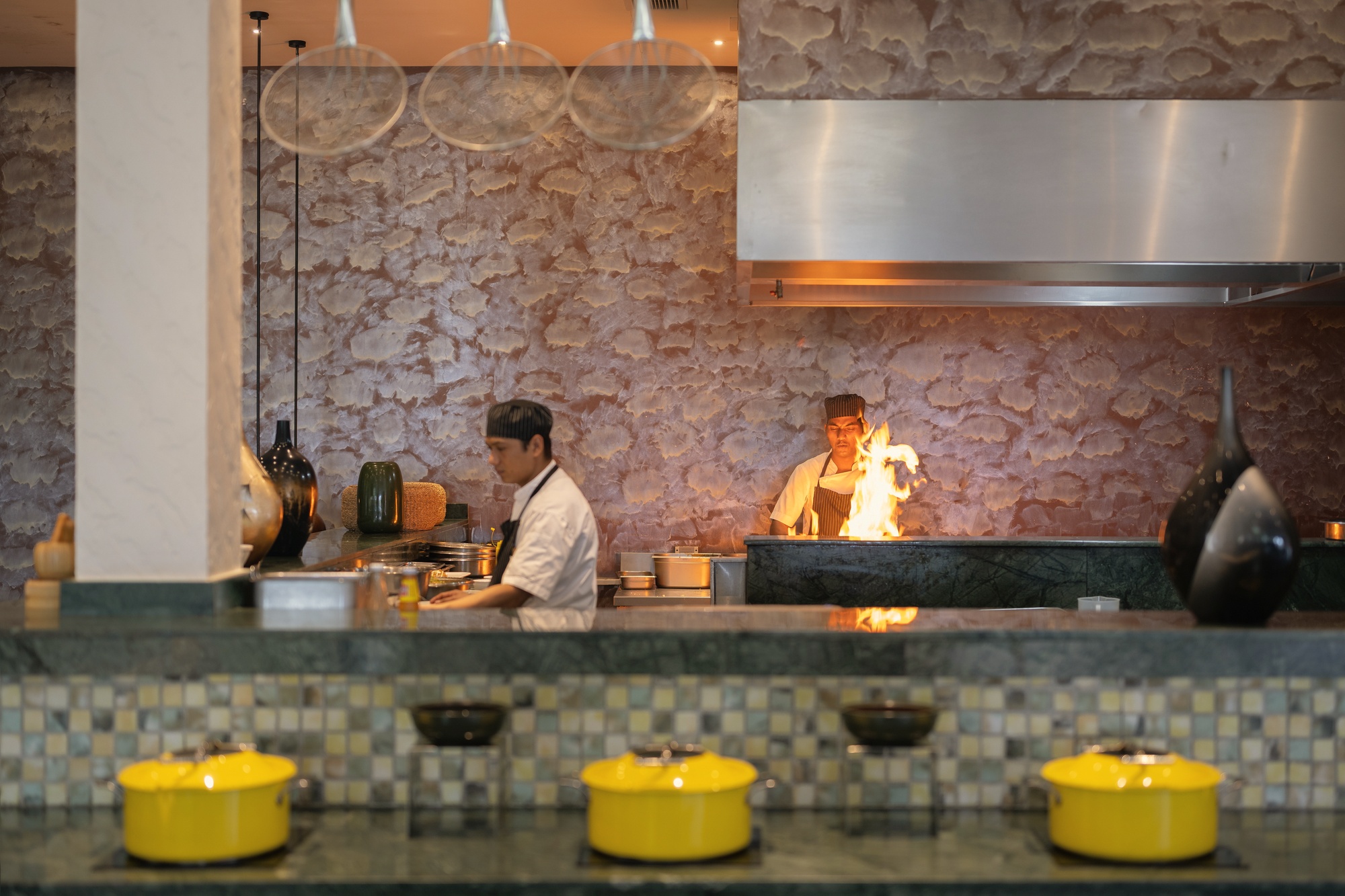 The main dining venue at OBLU Xperience Ailafushi. The all-inclusive programme covers meals here across the day.