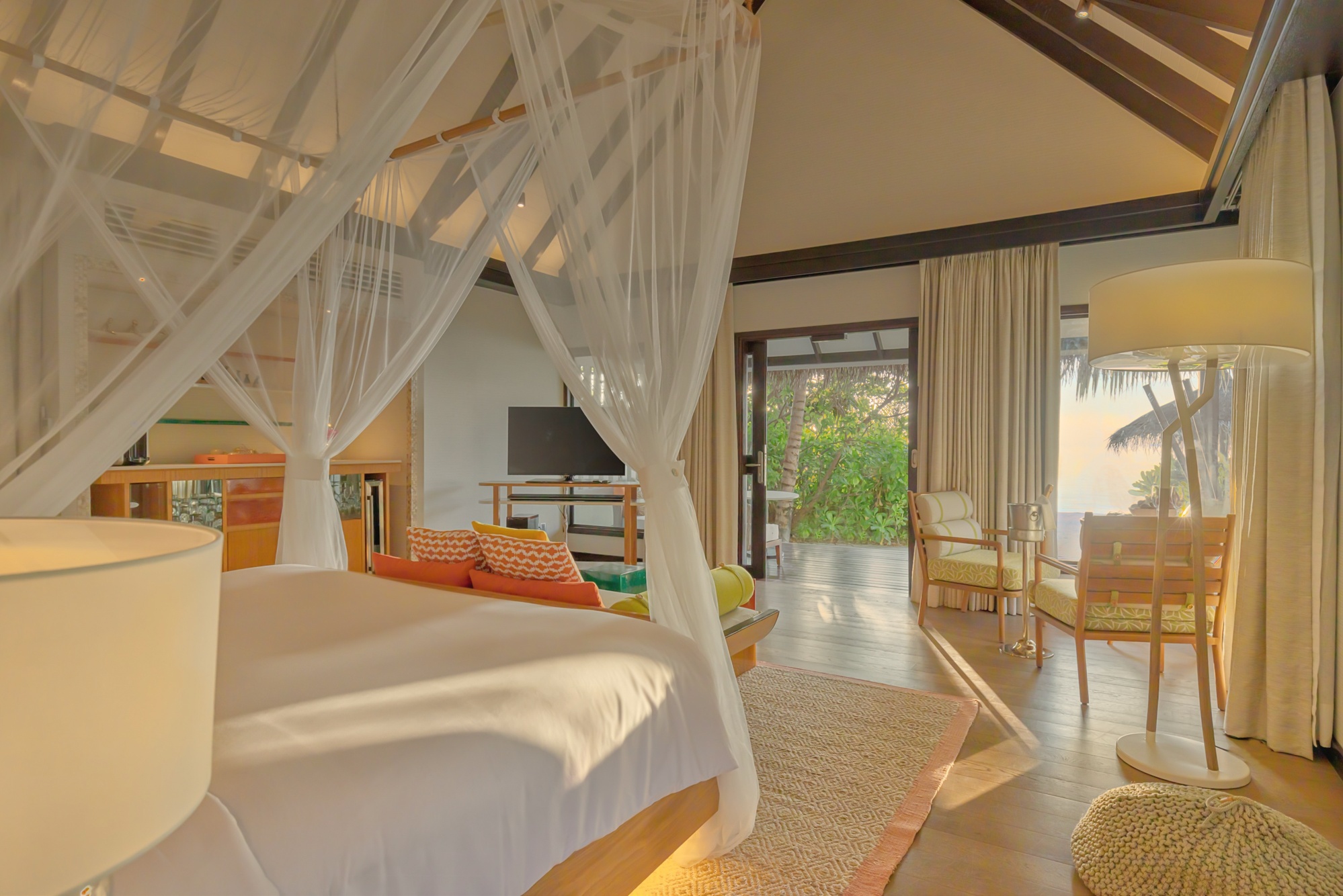 The interior of a beach pool villa. Private pool, direct beach access, and the finish level that the INDULGENCE Plan is built around.