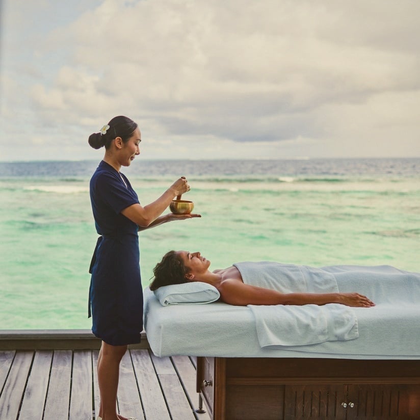 The spa pavilion. Extensive treatment programming integrated with the Hilton-Waldorf service tier.